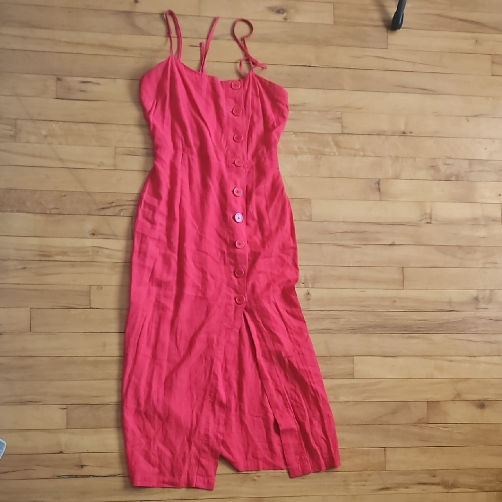 Urban Outfitters Red Button-Front Midi Dress